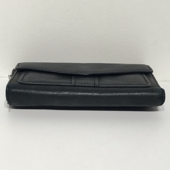 Vintage Fossil Women's Leather Wallet Black Tri Fold Flap Close Zipper Pocket - Picture 7 of 16